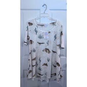 Lularoe Perfect T Tan Desert Roadrunner Cactus Unicorn Tunic 12-18 L New 14/16